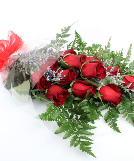 12 Wrapped Valentine's Roses