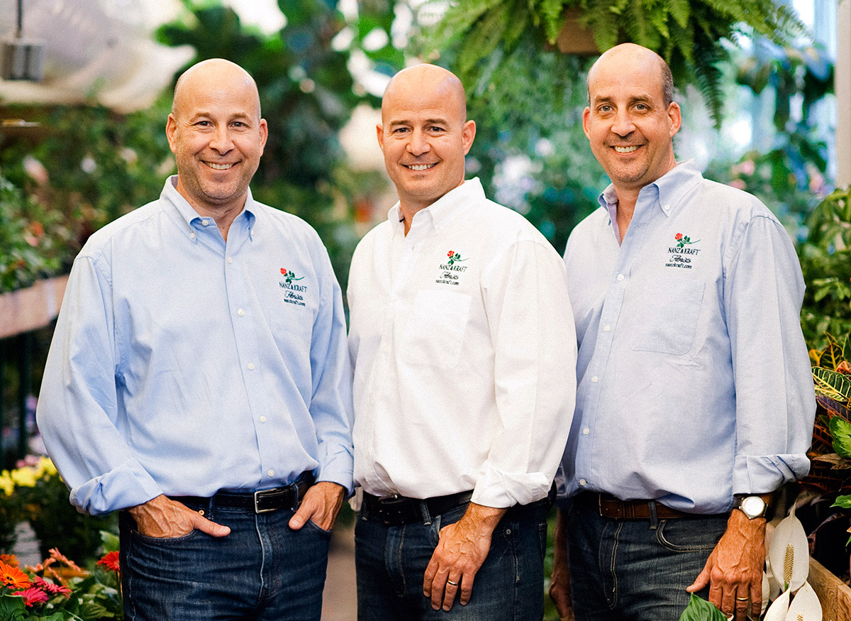 Our three-man management team, together in our greenhouse